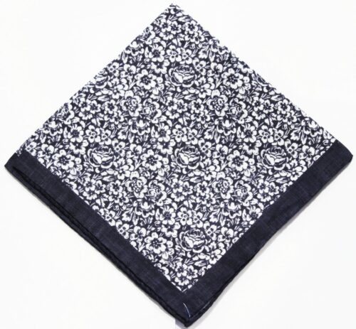 Linen Navy & White Paisley Pocket Square