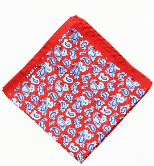 Red Paisley Patterned Pocket Square