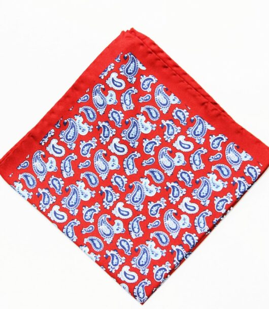 Red Paisley Patterned Pocket Square