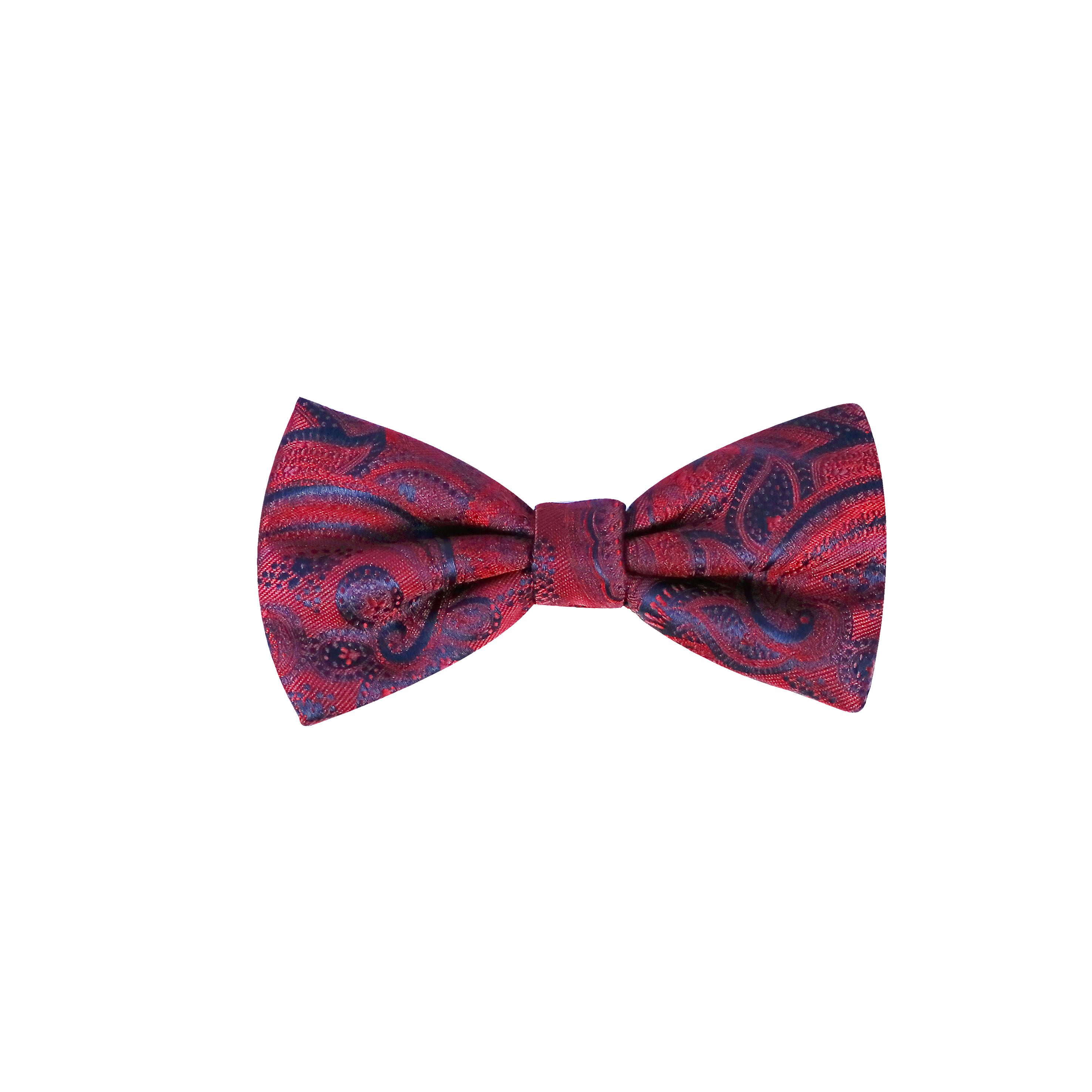 Burgundy Paisley Silk Bowtie - Tailor Made Suits