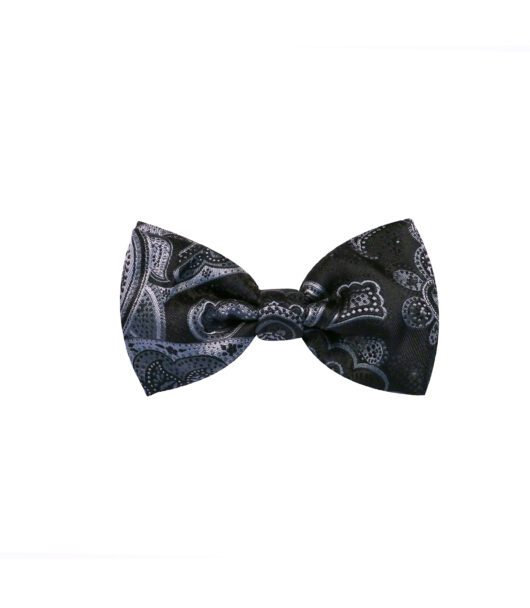 Charcoal Paisley Silk Bowtie