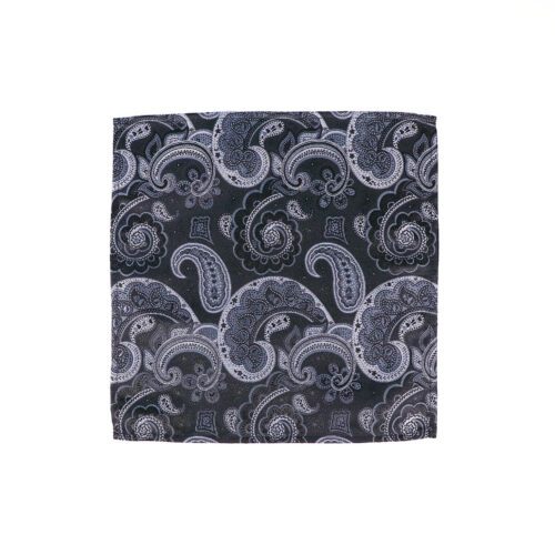 Charcoal Paisley Pocket Square