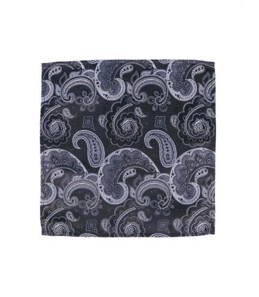 Charcoal Paisley Pocket Square